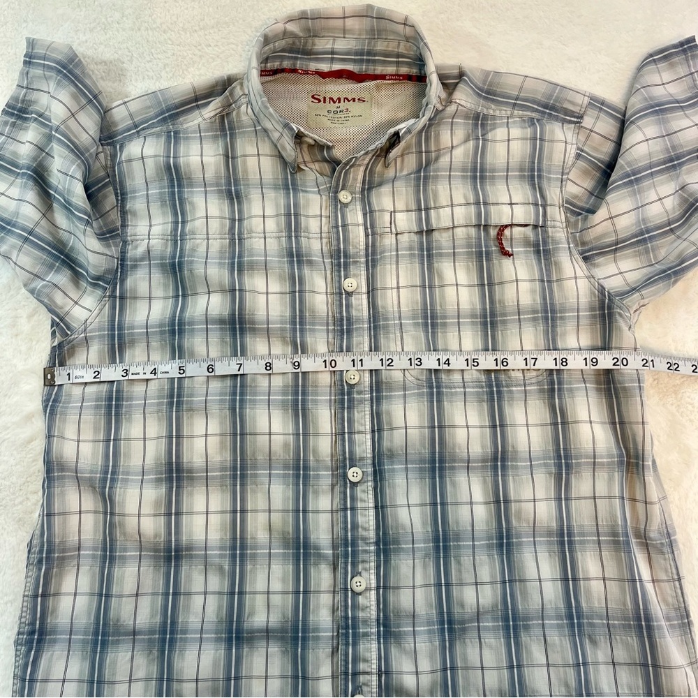 Simms Shirt Mens MD Plaid Short Sleeve Button Up Fishing COR3 Vented Tattersall - Picture 10 of 10